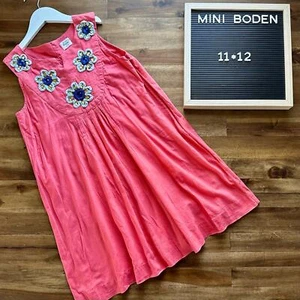 Mini Boden Red Sleeveless Embroidered Jewel Dress 11/12 - Picture 1 of 9