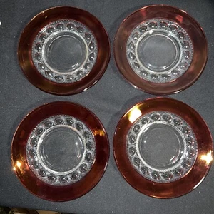 4 Vintage Kings Crown Thumbprint Ruby 1950’s 8-1/4” Luncheon Plates - Picture 1 of 6