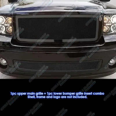 Combo de inserción de rejilla de malla negra inoxidable carrocería nueva para GMC Sierra 1500 2007-2013 Foto 1 de 3