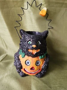 Vintage Dept 56 Collectible Black Cat & Pumpkin Home Decor - Picture 1 of 7