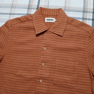 Camicia uomo Taylor Stitch arancione bruciato a righe 100% cotone biologico bottoni S/s 36 - Foto 1 di 8