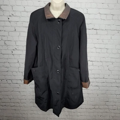 Gallery Negro Marrón Cremallera Completa A Presión Ligero Forrado Abrigo de Lluvia Chaqueta Talla XL Foto 1 de 4