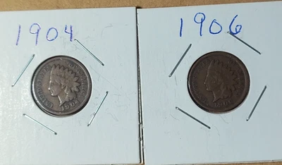 1904 and 1906 Indian Head Cent / Lot of 2 / Nice Shape / Low Shipping - Image 1 of 4