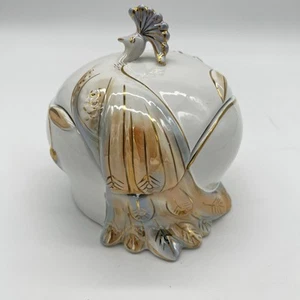 Vintage Porcelain Peacock Trinket Box with Gold Trim - Bild 1 von 15