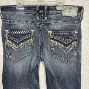 Salvage Mayhem Straight Jeans Herren 30L blau Denim Schnalle bestickt 32 Schrittlänge - Bild 1 von 18