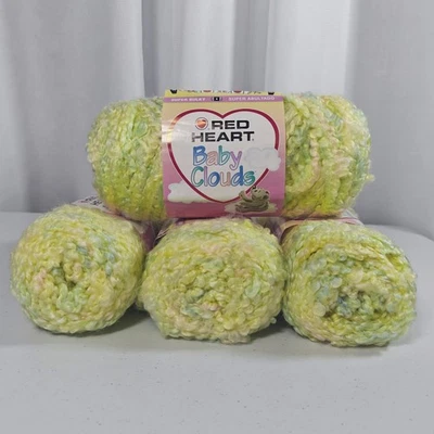 Red Heart Baby Clouds Yarn 4 Skeins Bulky Chunky Yellow Green Sunny Multi 批量 — 第 1/4 张图片