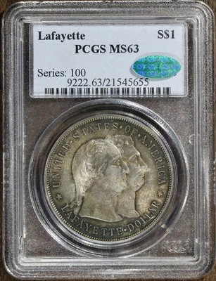 1900 (MS63 CAC) Lafayette Commemorative Silver Dollar $1 PCGS - CAC Approved! - Image 1 of 4