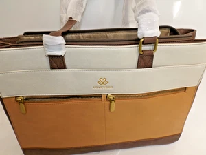 NEW LoveVook Neutral Laptop Briefcase bag 11" x 16" Leather Teacher Bag - Picture 1 of 15