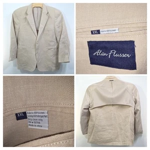 Alan Flusser Men’s Blazer XXL Beige Linen Two Button Sport Coat Unstructured - Picture 1 of 9
