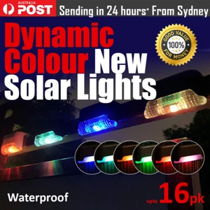 New Solar LED Outdoor Garden Deck Lights Dynamic Colour Step Lights Waterproof - Picture 1 of 9