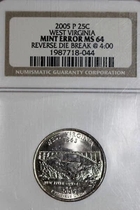 2005-P West Virginia State Quarter NGC Mint Error MS 64 (1987718-044) - Picture 1 of 4