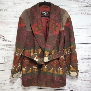 Siena Women's Small Wool Barn Coat Western Native American w/ Belt - Picture 1 of 8