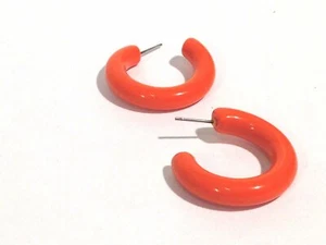Orange Vintage Lucite Tube Hoop Earrings - Picture 1 of 5