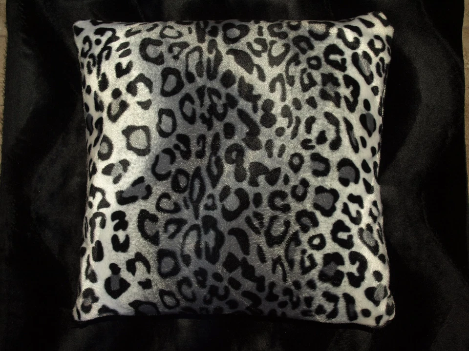 Snow Leopard Pillow Cover Faux Fur Pillow 14x14 (set of 2) - Image 1 of 1