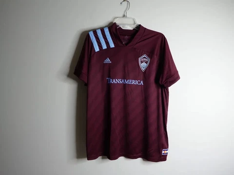 NWOT Adidas Colorado Rapids Unixes Jersey Burgundy Trim Light Blue Sz 2XL Youth Cover
