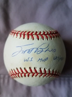 Scott Brosius Jugador Más Valioso Firmado Rawlings Oficial MLB 1998 Serie Mundial Béisbol Foto 1 de 4