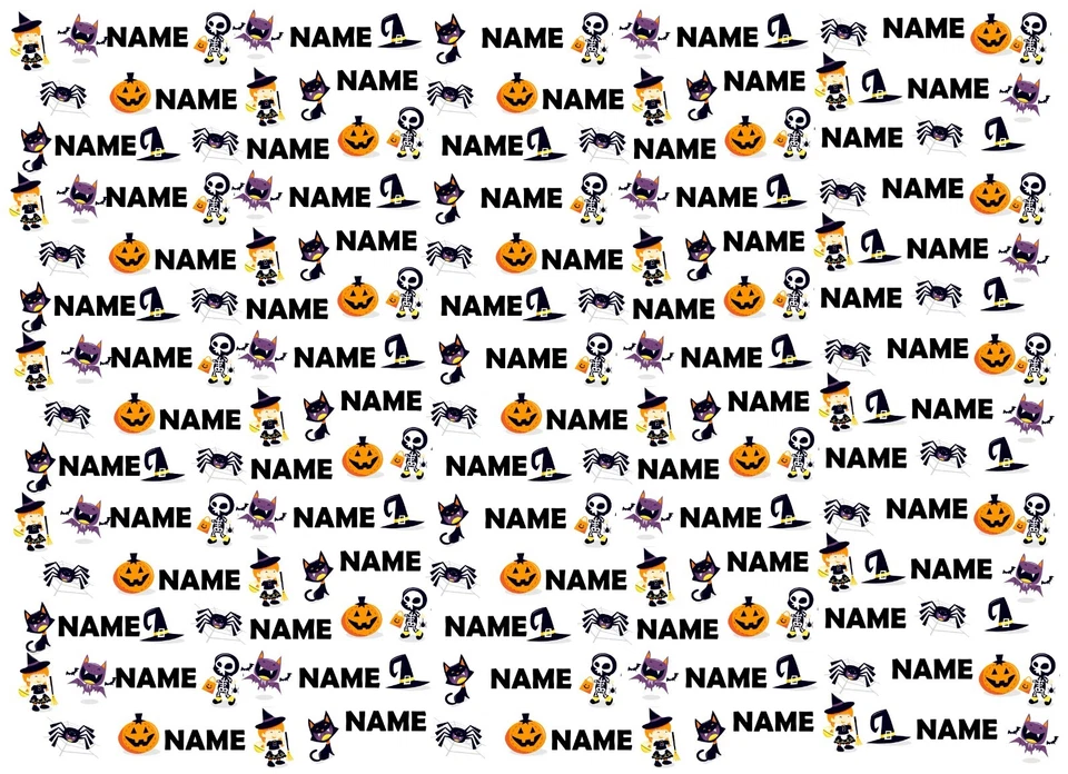 Halloween Spooky Witch Ghost Cat Bat Personalised gift wrapping paper - Image 1 of 1