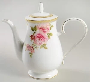 NORITAKE HERTFORD #4861 Coffee Pot/Pink Roses On Bone China/NEW - Picture 1 of 3