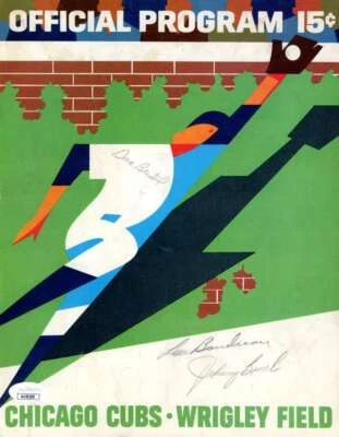 Bench Boudreau Bristol JSA Signed  1968 Chicago Cubs Program vs Reds Autograph - Image 1 of 2