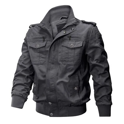 Chaqueta de bombardero ligera de algodón de campo para hombre Chaquetas cortavientos de piloto con cremallera completa Foto 1 de 4