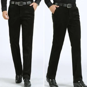 Men Corduroy Straight Pants Formal Trousers Long Bottoms Wedding Business Office - Picture 1 of 20