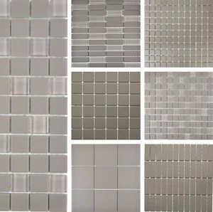 Ceramica Piastrelle Mosaico Con Vetro Grigio Scuro da Pavimento Doccia - Foto 1 di 7