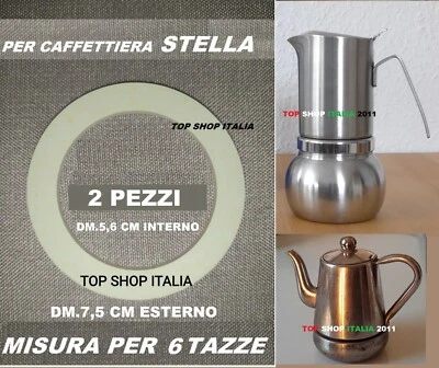 2 PEZZI GUARNIZIONE 6 TAZZE PER CAFFETTIERA STELLA GUARNIZIONI INTROVABILI