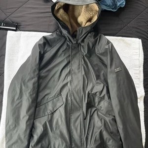 Zara Matte Black Windbreaker With Brown Fuzzy Interior - Picture 1 of 3