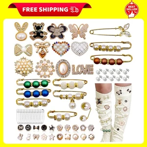 68 Pcs Charms for Socks - Junk Socks Charms Pins Kit for Women DIY Bling Safety - Picture 1 of 8