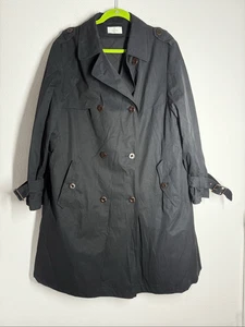 Gabardina Vintage Elegance Paris Negra Doble Pecho Forrada Talla 16 EE. UU. Ver Notas - Imagen 1 de 16