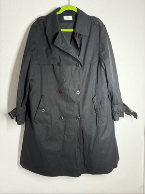 Gabardina Vintage Elegance Paris Negra Doble Pecho Forrada Talla 16 EE. UU. Ver Notas Foto 1 de 4