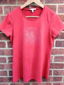 Vintage Red Burberry Logo Graphic T Shirt Size Large - Picture 1 of 8