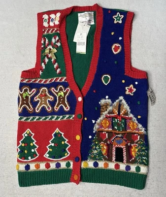 MARISA CHRISTINA 女式小号毛衣背心 1995 年圣诞系列假日 — 第 1/4 张图片