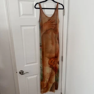 Maxi Vestido PrettyLittleThing Space Stone Estampado Corporal Malla EE. UU. 8 Encubrimiento Transparente Nuevo con Etiquetas - Imagen 1 de 6