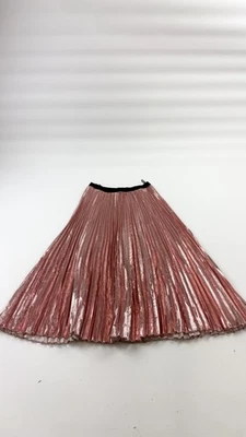 Falda Pinko Mujer Pequeña Rosa Metálica Plisada Midi Cintura Elástica Hecha en Italia Foto 1 de 4