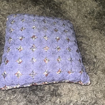 Travesseiros acolchoados vintage Yoyo feitos à mão lilás e florais - Imagem 1 de 3