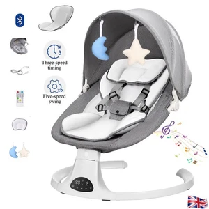 Bluetooth Electric Baby Swing Infant Music Cradle Bouncer Chair Rocker Remote UK - Picture 1 of 8