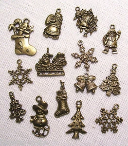 LOT au choix (de 4 à 14 pcs) NOËL ÉTOILE NEIGE - CHARM / BRELOQUE / BRONZE - 417 - Picture 1 of 5