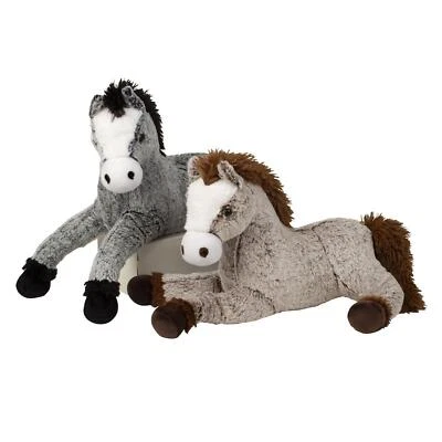 Pferd Kuscheltier liegend 50cm Grau oder Braun Plüschtier Stofftier kuschelweich - Bild 1 von 3