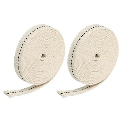 Algodón Aceite Lámpara Mecha 12mm Ancho 2M Largo con Negra Puntada, 2 Rollos - Imagen 1 de 4
