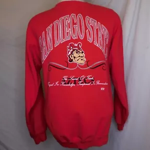 Felpa girocollo rossa vintage San Diego State University taglia M HVYWT collegiale - Foto 1 di 7