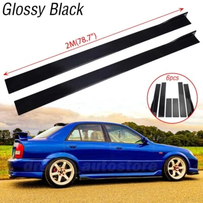 78.7'' Glossy Black Side Skirt Extension Rocker Panel Lip For Mazda Protege MP3 - Image 1 of 4