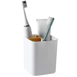 Bamboo Toothbrush Holder For Bathrooms 3 Slots Toothbrush And Toothpaste Holder - Picture 1 of 6