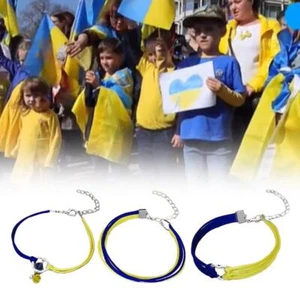 Pulsera Ucrania Muñeca Hecha a Mano Trenzada Azul y Amarillo Cuerda Pulseras Regalo 1 pieza - Imagen 1 de 15