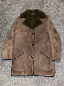 Womens K&M Coat, Size 14 - 16, Real Sheep Skin, Brown, Sherpa Style, Long - Picture 1 of 7