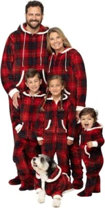 NWT Hoodie-Footie By Pajamagram Size XL Plaid Plush Footed One Piece Pj Pajamas - Picture 1 of 8