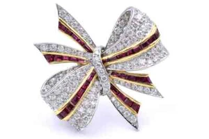 Awesome Fabulous Red Ruby & White CZ 2.90 Carat Women's Brooch Pin In 925 Silver - Picture 1 of 5
