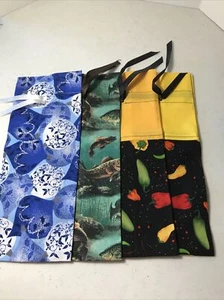 4 New Cotton Handmade Gusseted Drawstring Gift Storage Organizing Bags 12”X5” - Picture 1 of 6