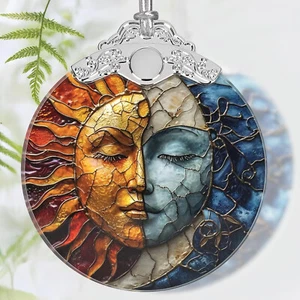 Stained Glass Sun and Moon Coexis 2025 Hanging Christmas Tree Ornament - Picture 1 of 6