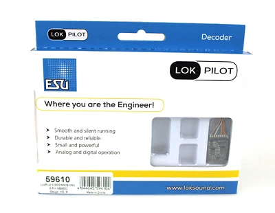 ESU 59610 LokPilot 5 DCC/MM/SX/M4 Mobile Decoder with 8 Pin Harness HO Scale - Image 1 of 3